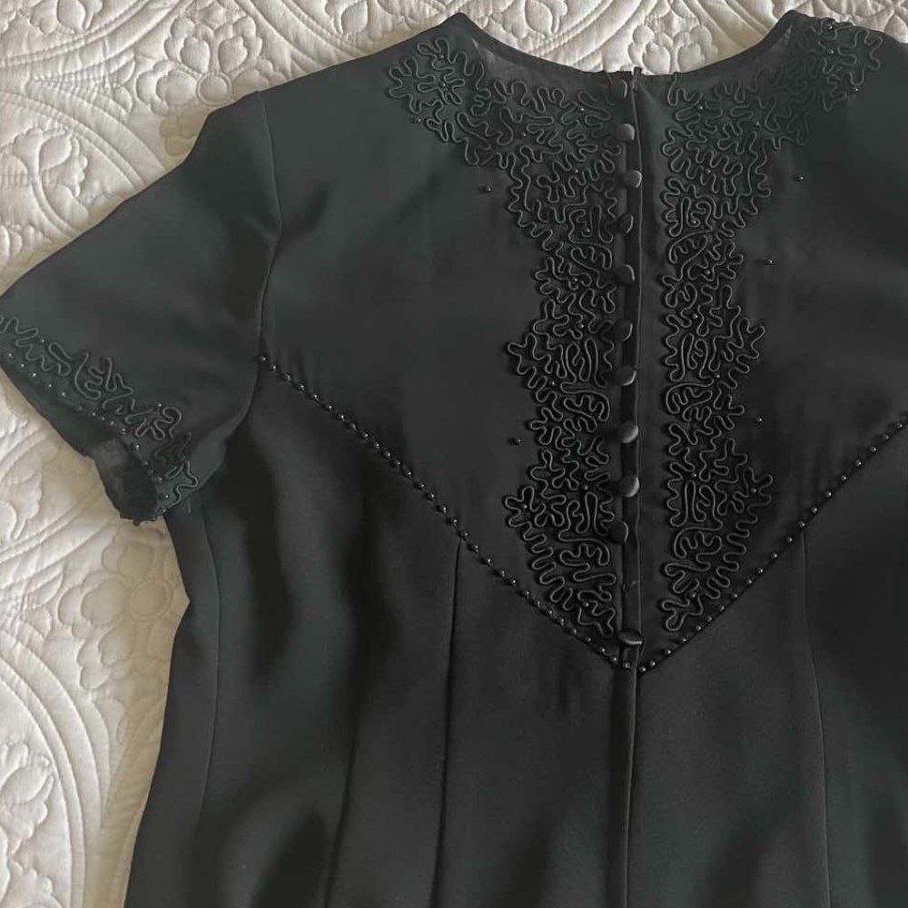 DONNA MORGAN black Beaded Lined Short Sleeve dress size 12P - Picture 6 of 16